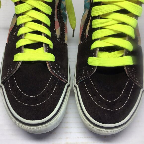 Vans Sk8-Hi Brown Leather Trippy Hippy Flower Hi-Top Sneaker Men 6.5 / Women 898 - Picture 4 of 8